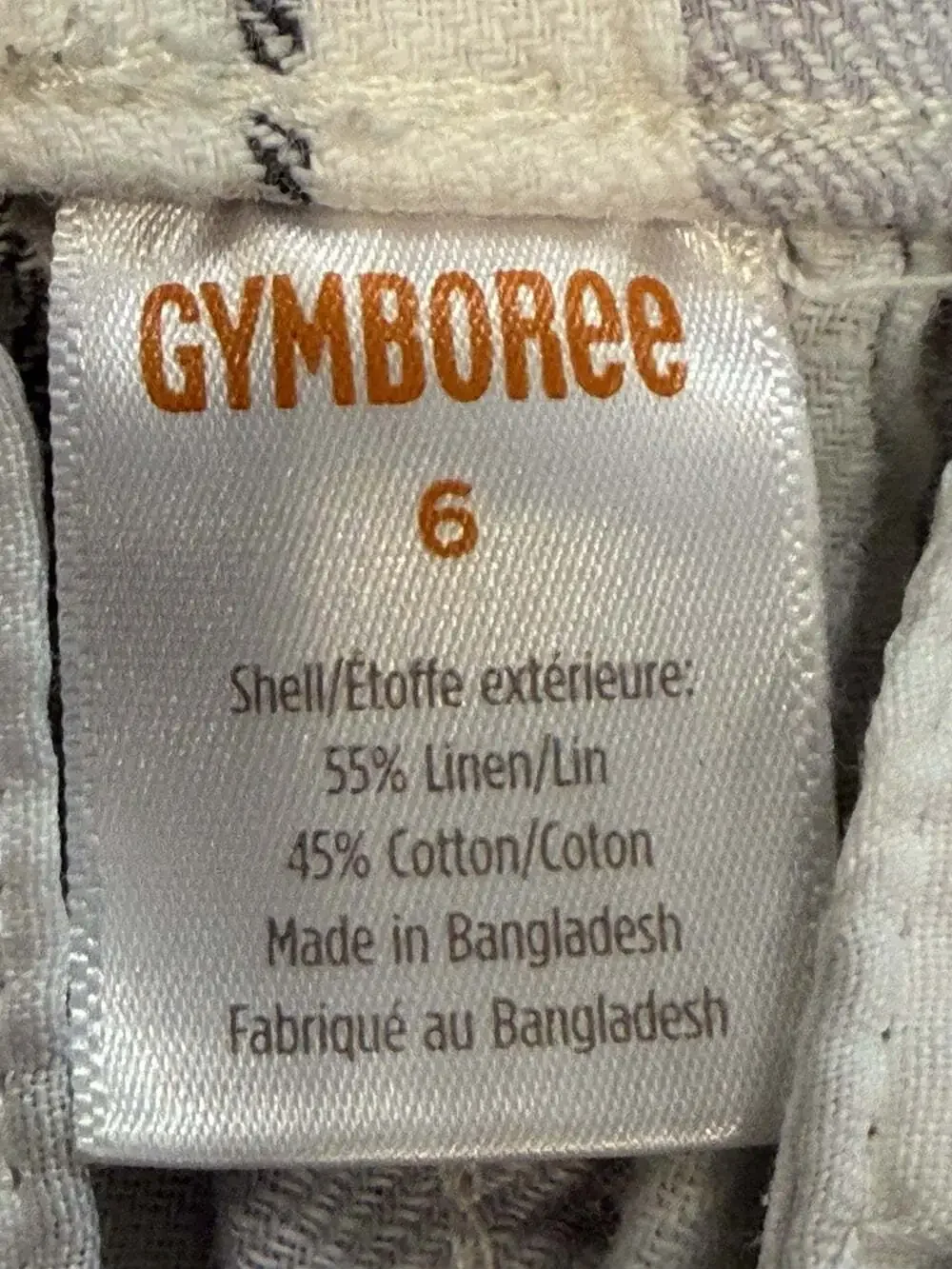 Gymboree Pants Boys Size S Grey Striped Linen Blend Elastic Waist Draw String